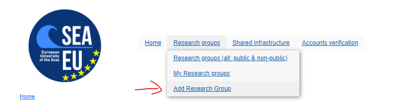 Menu - Add research group